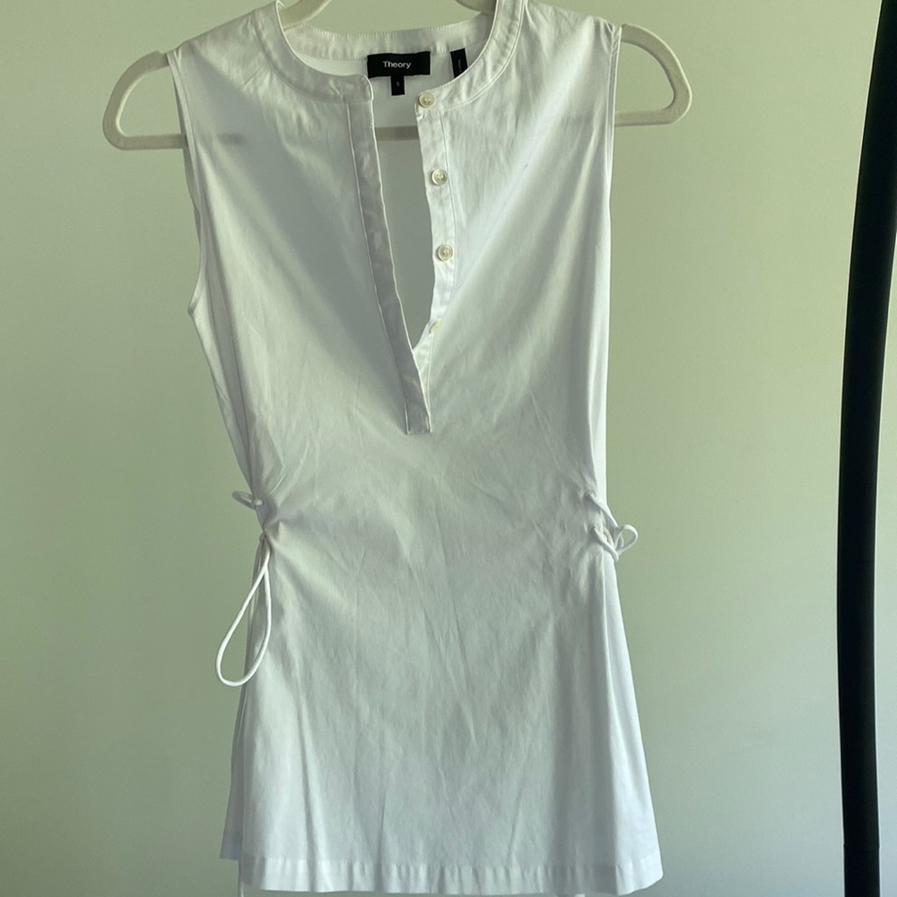 Theory side-cinch sleeveless blouse